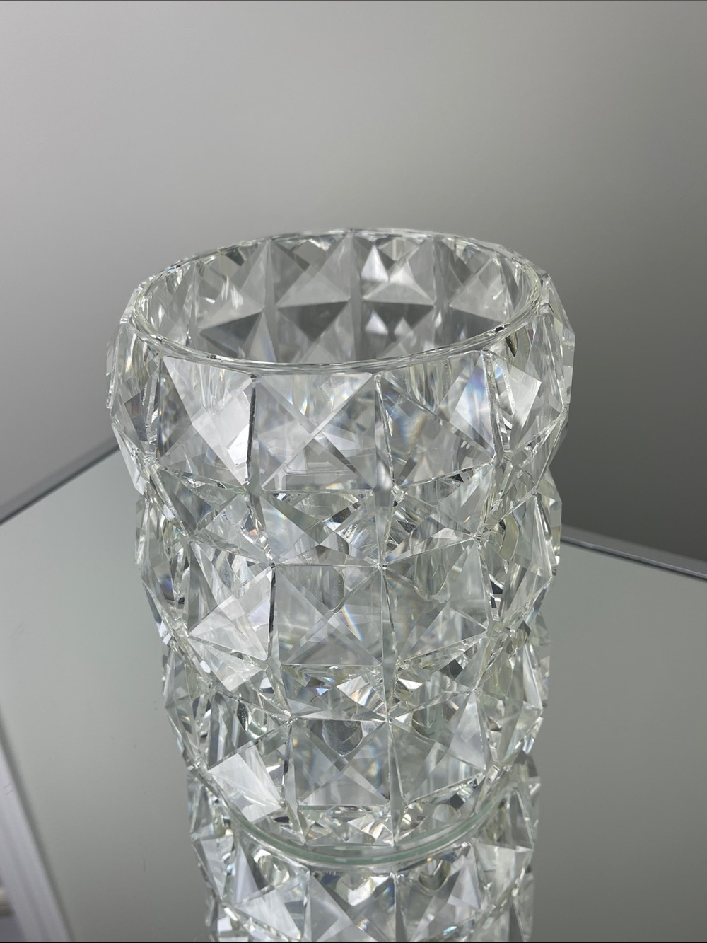 HomeGoods Crystal Flower Decor Clear Faceted Glass Vase